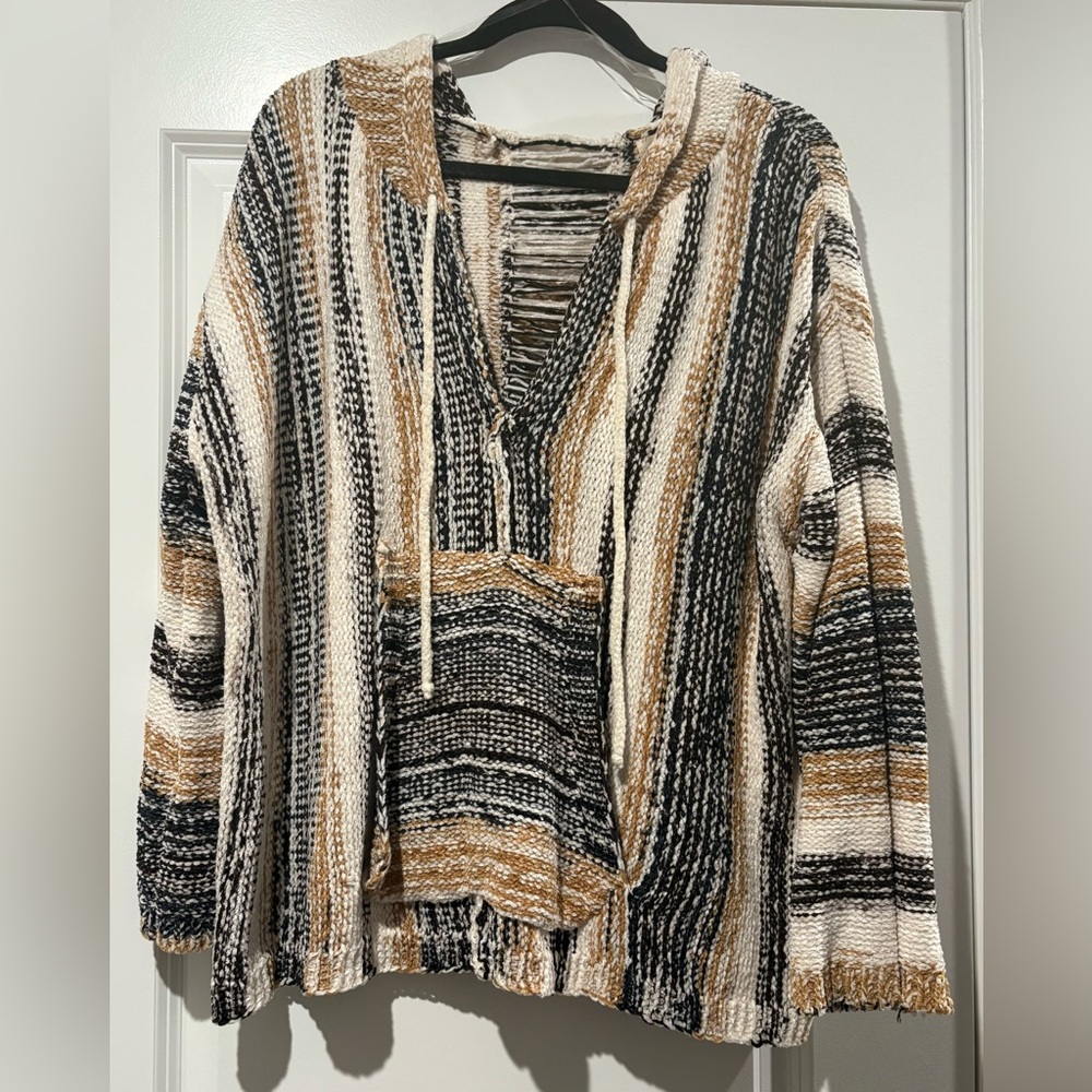 Striped Knit Hoodie- POL NWOT